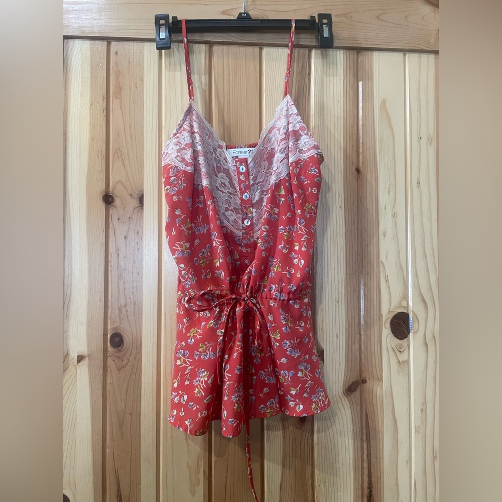 Forever21 Lace Pull String Tank Top